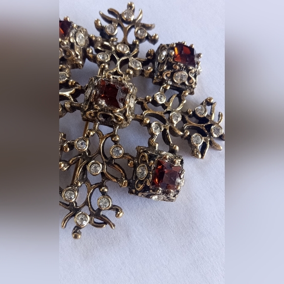 Vogue Jewelery VTG 50's 60's Tree Topaz, Clear Rhinestones Rare Gold Tone Brooch - Picture 6 of 13
